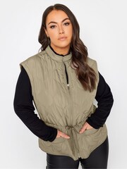 Yours Curve Sage Green Soft Touch Pearl Embellished Gilet - Image 1 of 4