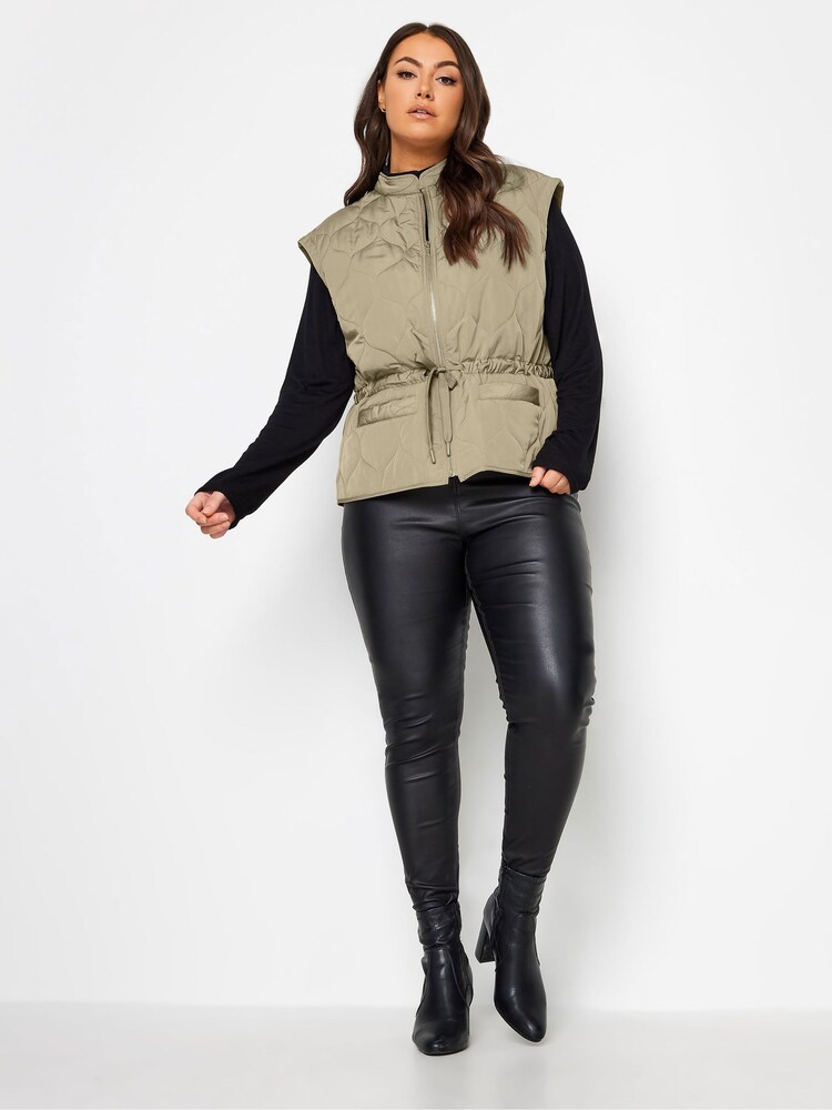 Yours Curve Sage Green Soft Touch Pearl Embellished Gilet - Image 3 of 4