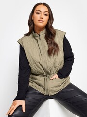 Yours Curve Sage Green Soft Touch Pearl Embellished Gilet - Image 4 of 4