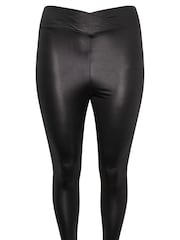 Yours Curve Black Limited Ruched Wetlook Leggings - Image 5 of 5