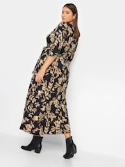 Yours Curve Black/Grey Maxi Wrap Dress - Image 3 of 4