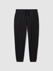 Reiss Washed Black Ali Fleece Lined Cotton Joggers - Image 2 of 6