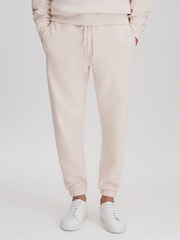 Reiss Off White Ali Fleece Lined Cotton Joggers - Image 1 of 6