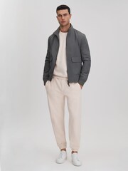Reiss Off White Ali Fleece Lined Cotton Joggers - Image 3 of 6