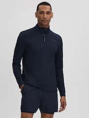 Reiss Midnight Navy Jett Castore Performance Quarter-Zip Funnel Neck Top - Image 1 of 7