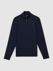 Reiss Midnight Navy Jett Castore Performance Quarter-Zip Funnel Neck Top - Image 2 of 7