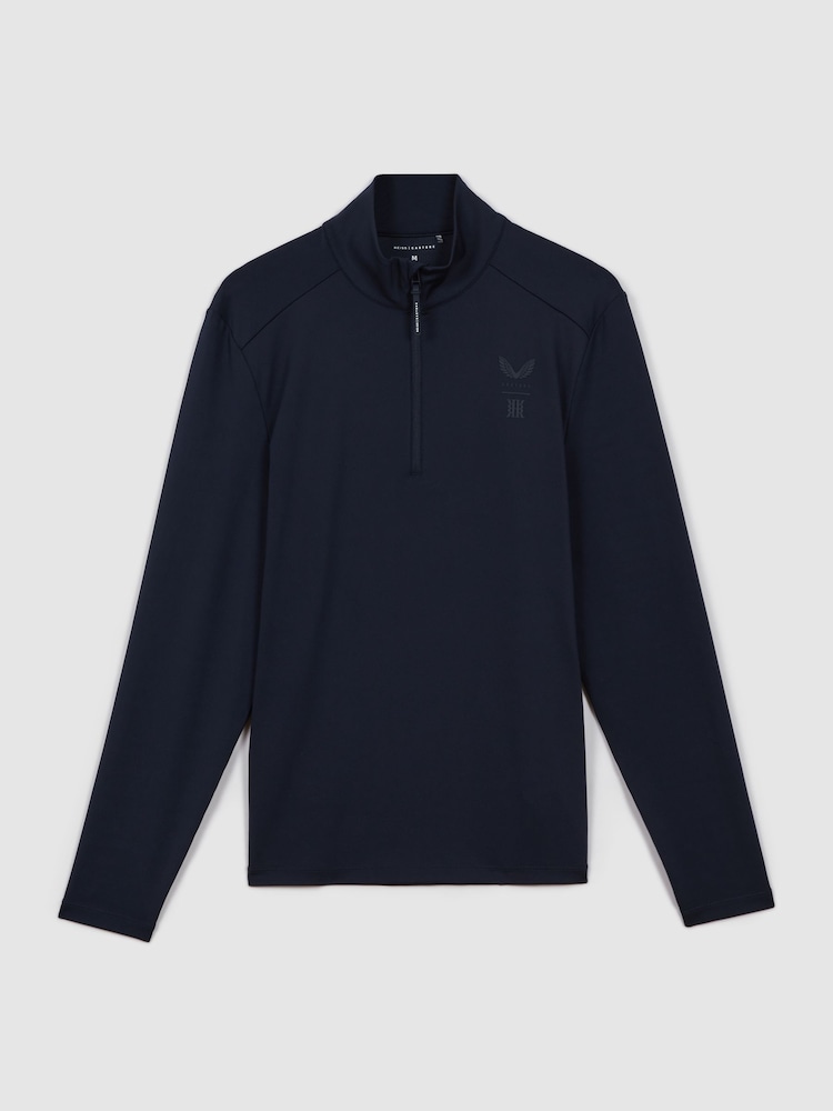 Reiss Midnight Navy Jett Castore Performance Quarter-Zip Funnel Neck Top - Image 2 of 7