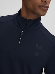 Reiss Midnight Navy Jett Castore Performance Quarter-Zip Funnel Neck Top - Image 4 of 7