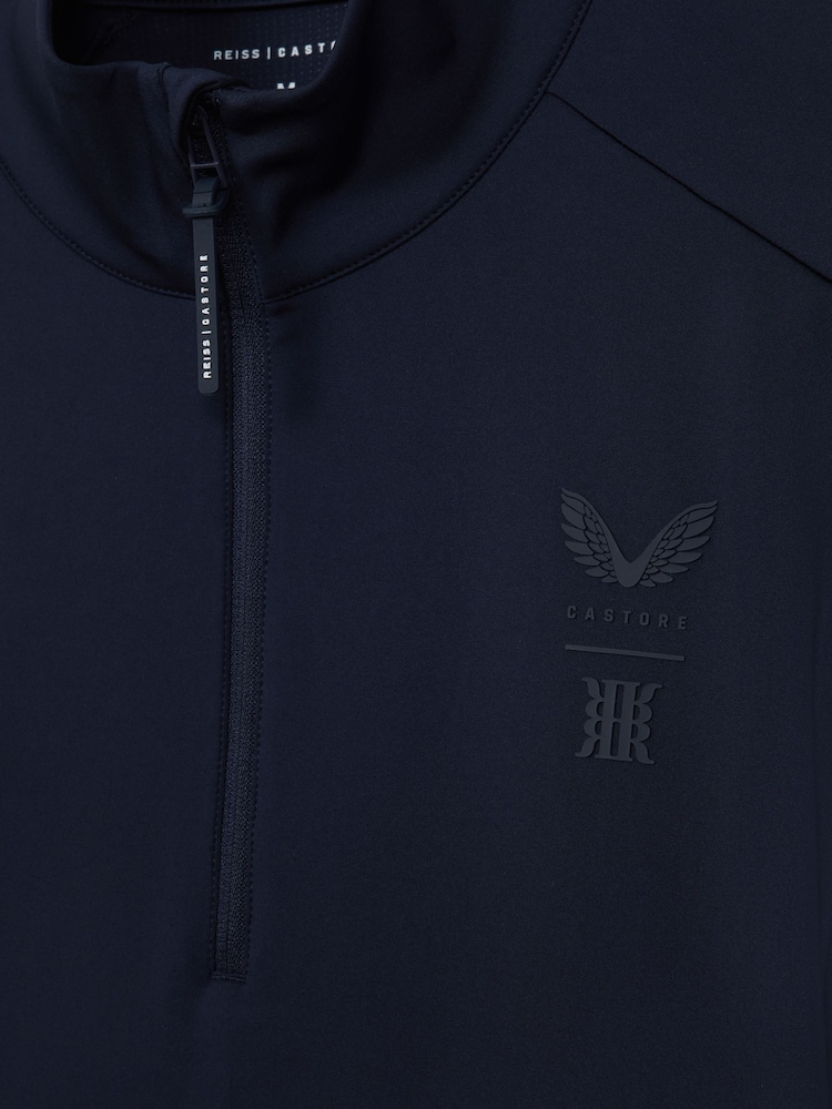 Reiss Midnight Navy Jett Castore Performance Quarter-Zip Funnel Neck Top - Image 7 of 7