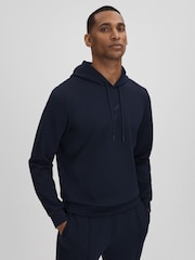 Reiss Midnight Navy Chase Castore Jersey Drawstring Hoodie - Image 1 of 7