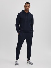 Reiss Midnight Navy Chase Castore Jersey Drawstring Hoodie - Image 3 of 7