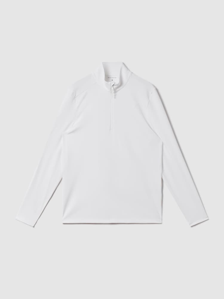 Reiss White Jett Castore Performance Quarter-Zip Funnel Neck Top - Image 2 of 7