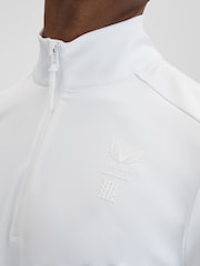 Reiss White Jett Castore Performance Quarter-Zip Funnel Neck Top - Image 4 of 7