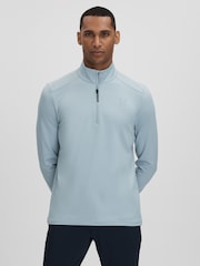 Reiss Blue Silver Jett Castore Performance Quarter-Zip Funnel Neck Top - Image 1 of 8