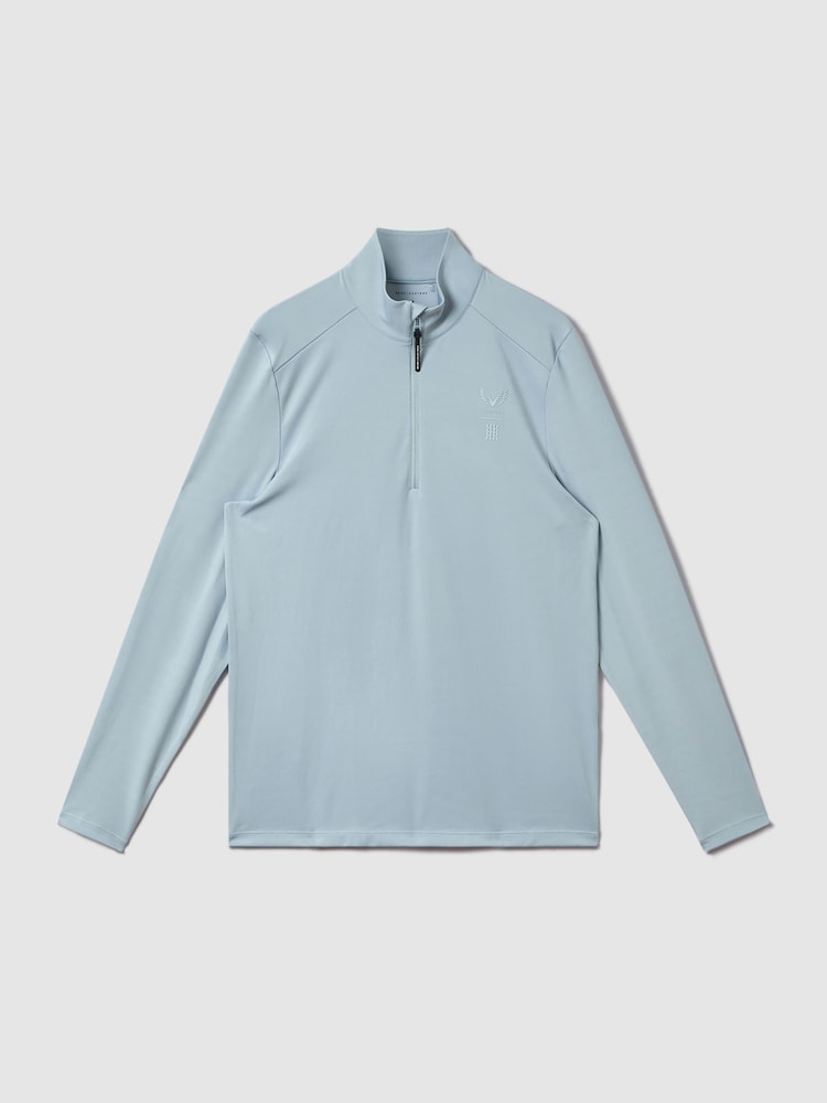 Reiss Blue Silver Jett Castore Performance Quarter-Zip Funnel Neck Top - Image 2 of 8