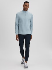 Reiss Blue Silver Jett Castore Performance Quarter-Zip Funnel Neck Top - Image 3 of 8