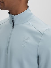 Reiss Blue Silver Jett Castore Performance Quarter-Zip Funnel Neck Top - Image 4 of 8
