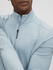 Reiss Blue Silver Jett Castore Performance Quarter-Zip Funnel Neck Top - Image 7 of 8