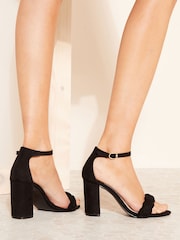 Friends Like These Black Regular Fit Plaited Block Mid Heel Sandal - Image 2 of 5