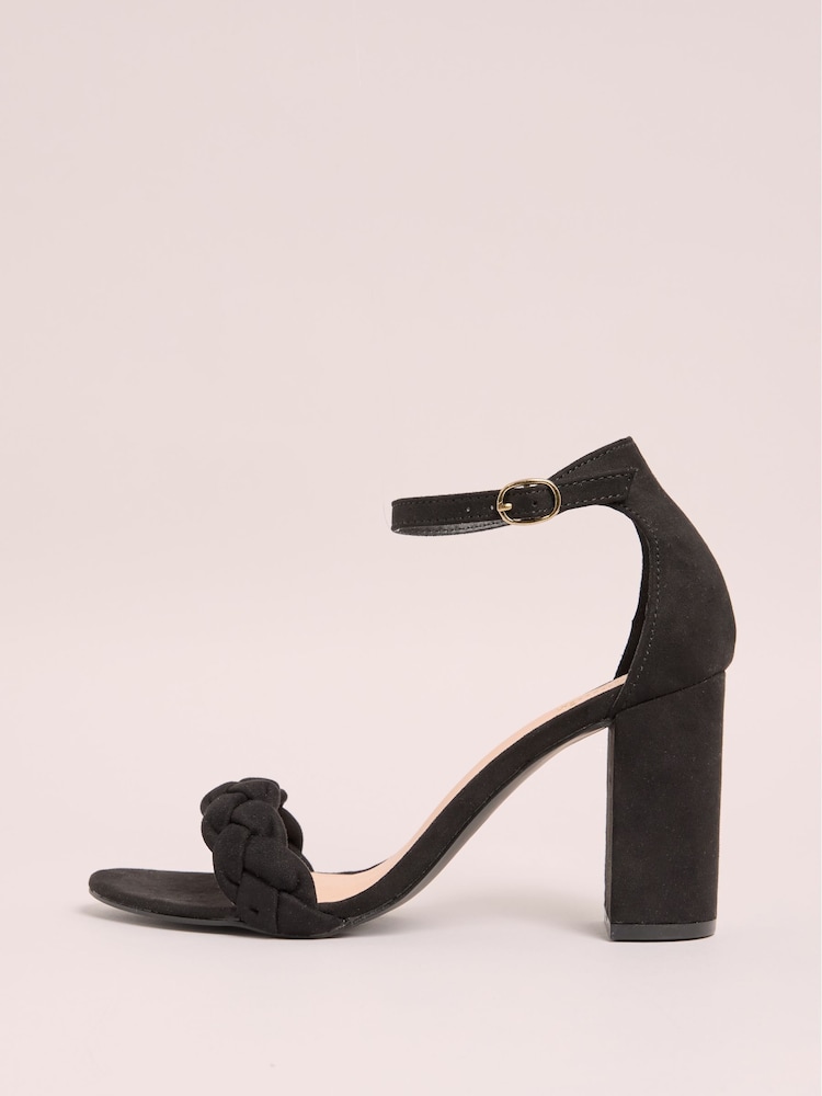 Friends Like These Black Regular Fit Plaited Block Mid Heel Sandal - Image 5 of 5