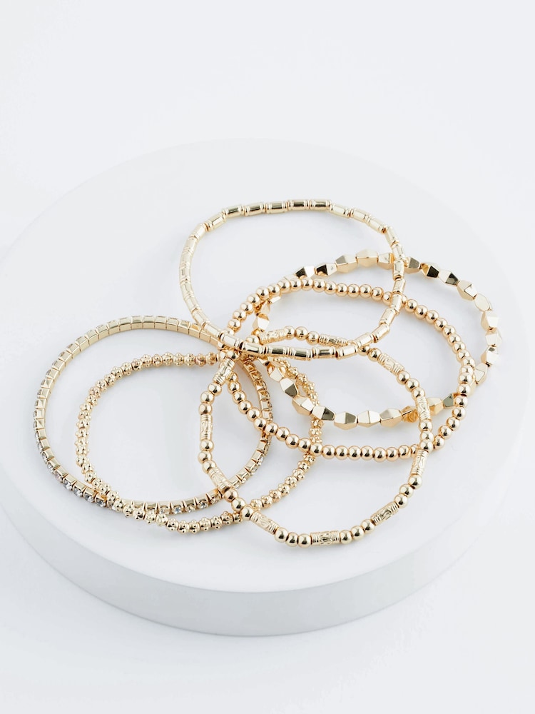 Gold Tone Sparkle Stretch Bracelets Pack - Image 3 of 4