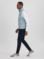 Reiss Blue Silver Easton Castore Water Repellent Hybrid Quilted Gilet - Image 3 of 8