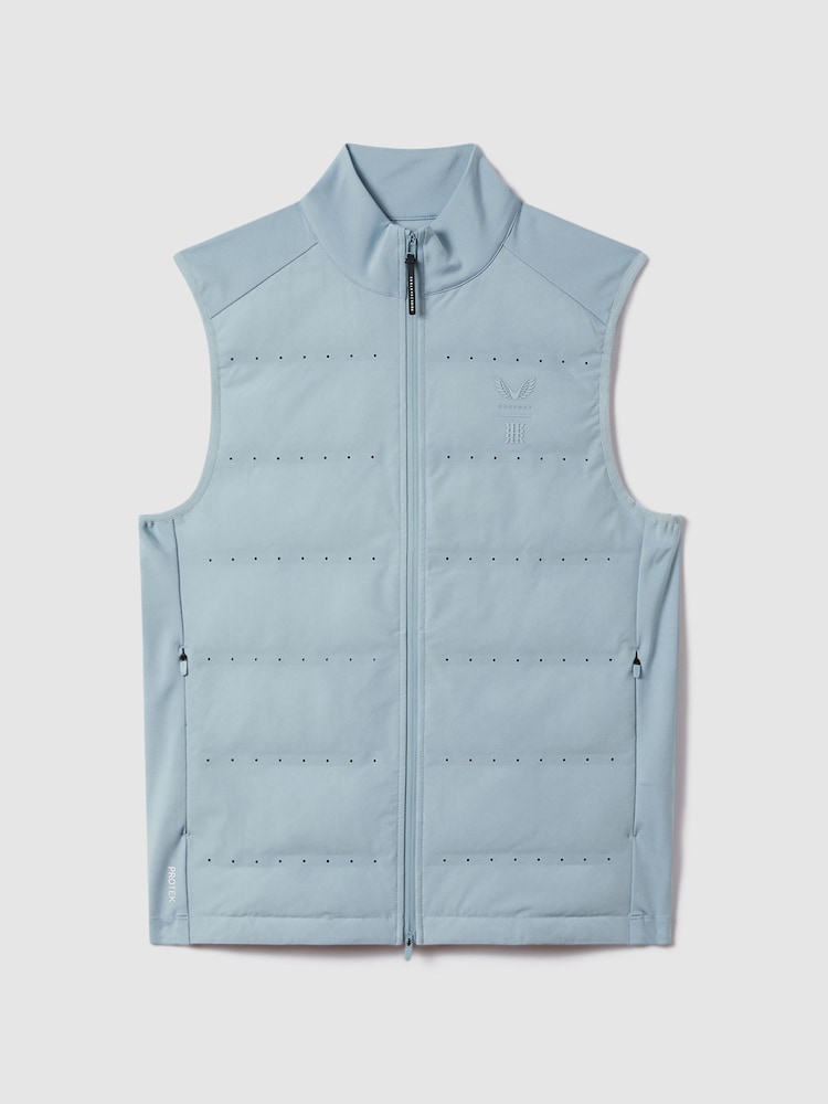Reiss Blue Silver Easton Castore Water Repellent Hybrid Quilted Gilet - Image 2 of 8
