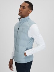Reiss Blue Silver Easton Castore Water Repellent Hybrid Quilted Gilet - Image 7 of 8