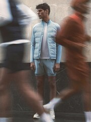 Reiss Blue Silver Cruze Castore Water Repellent Hybrid Quilted Jacket - Image 1 of 8