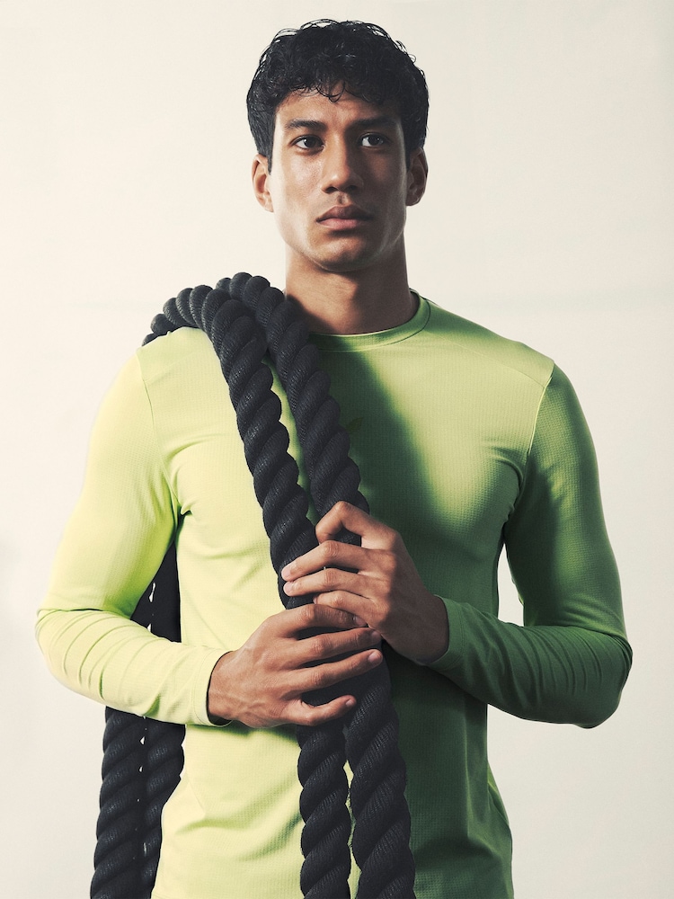 Reiss Iced Citrus Yellow Kash Castore Performance Long Sleeve Top - Image 1 of 9