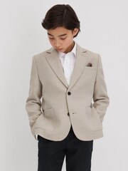 Reiss Stone Attire Teen Textured Wool Blend Single Breasted Blazer - Image 2 of 4