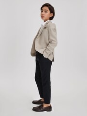 Reiss Stone Attire Teen Textured Wool Blend Single Breasted Blazer - Image 3 of 4