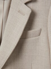 Reiss Stone Attire Teen Textured Wool Blend Single Breasted Blazer - Image 4 of 4