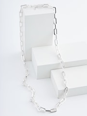 Silver Tone Long Chain Link Necklace - Image 4 of 5