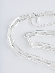 Silver Tone Long Chain Link Necklace - Image 5 of 5
