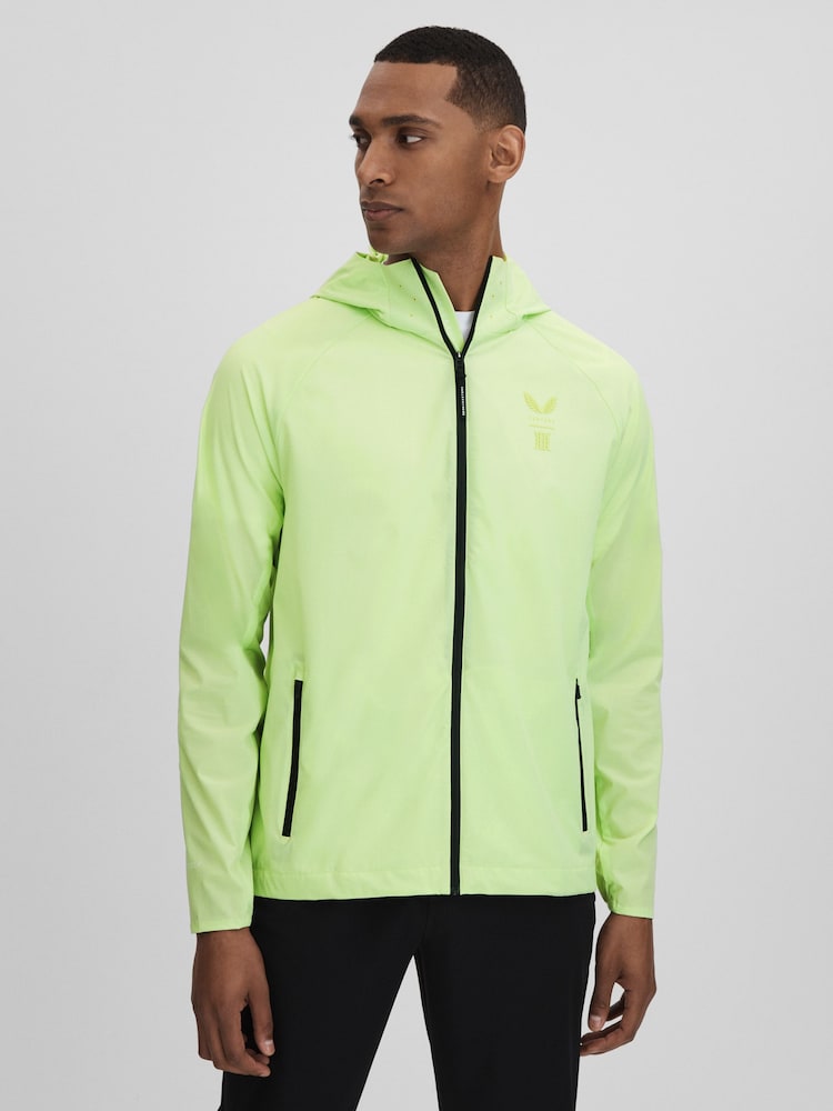 Reiss Iced Citrus Yellow Adler Castore Water Repellent Running Jacket - Image 1 of 9