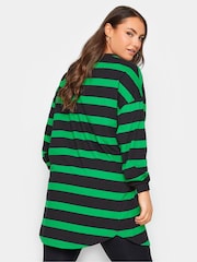 Yours Curve Green Oversize Long Sleeve Throw On Stripe Tunic - Image 2 of 4