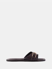 Mint Velvet Brown Kate Leather Mule Sandals - Image 1 of 4
