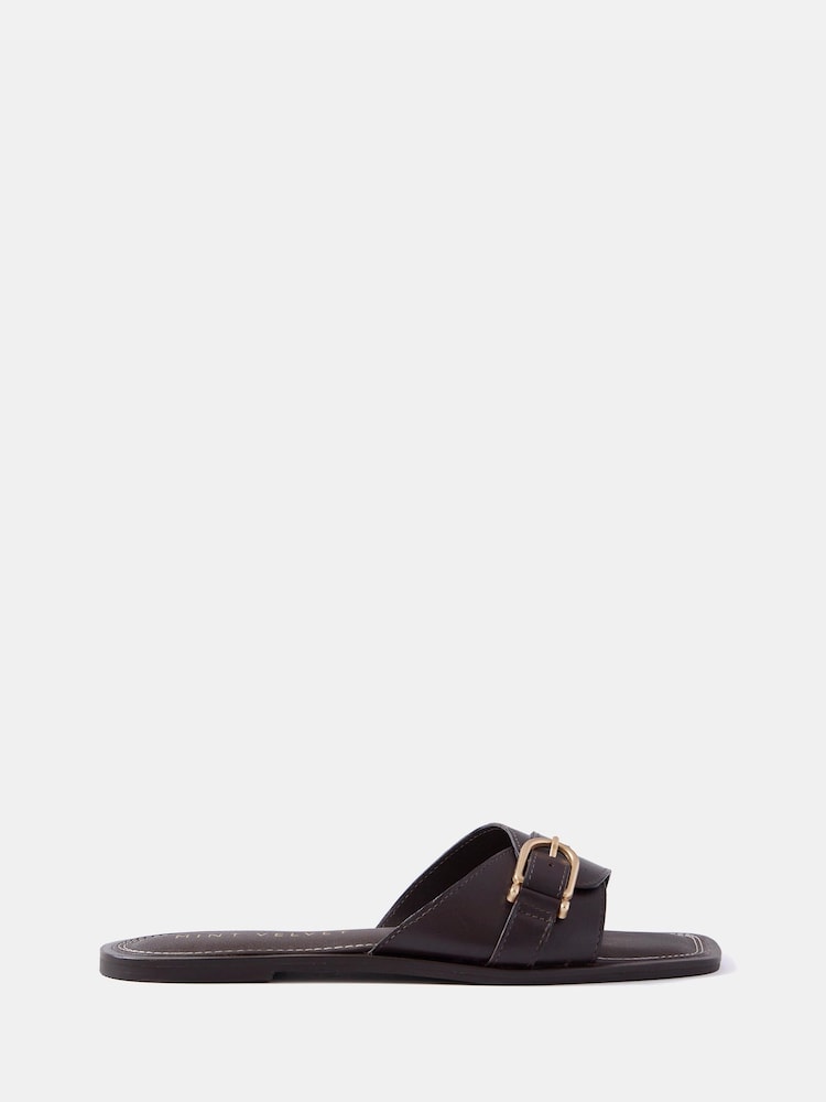 Mint Velvet Brown Kate Leather Mule Sandals - Image 1 of 4 Mint Velvet Brown Kate Leather Mule Sandals - Image 1 of 4