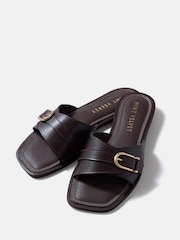 Mint Velvet Brown Kate Leather Mule Sandals - Image 2 of 4