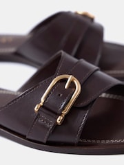 Mint Velvet Brown Kate Leather Mule Sandals - Image 4 of 4