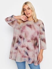 Yours Curve Pink Double Layered Mesh Top - Image 1 of 4