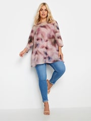 Yours Curve Pink Double Layered Mesh Top - Image 2 of 4