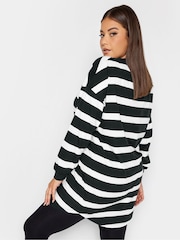 Yours Curve Black Oversize Long Sleeve Throw On Stripe Tunic - Image 2 of 4