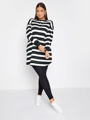 Yours Curve Black Oversize Long Sleeve Throw On Stripe Tunic - Image 3 of 4
