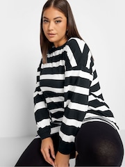 Yours Curve Black Oversize Long Sleeve Throw On Stripe Tunic - Image 4 of 4