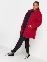 Yours Curve Red Teddy Hooded Jacket - Image 2 of 4
