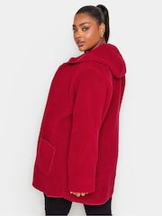 Yours Curve Red Teddy Hooded Jacket - Image 3 of 4