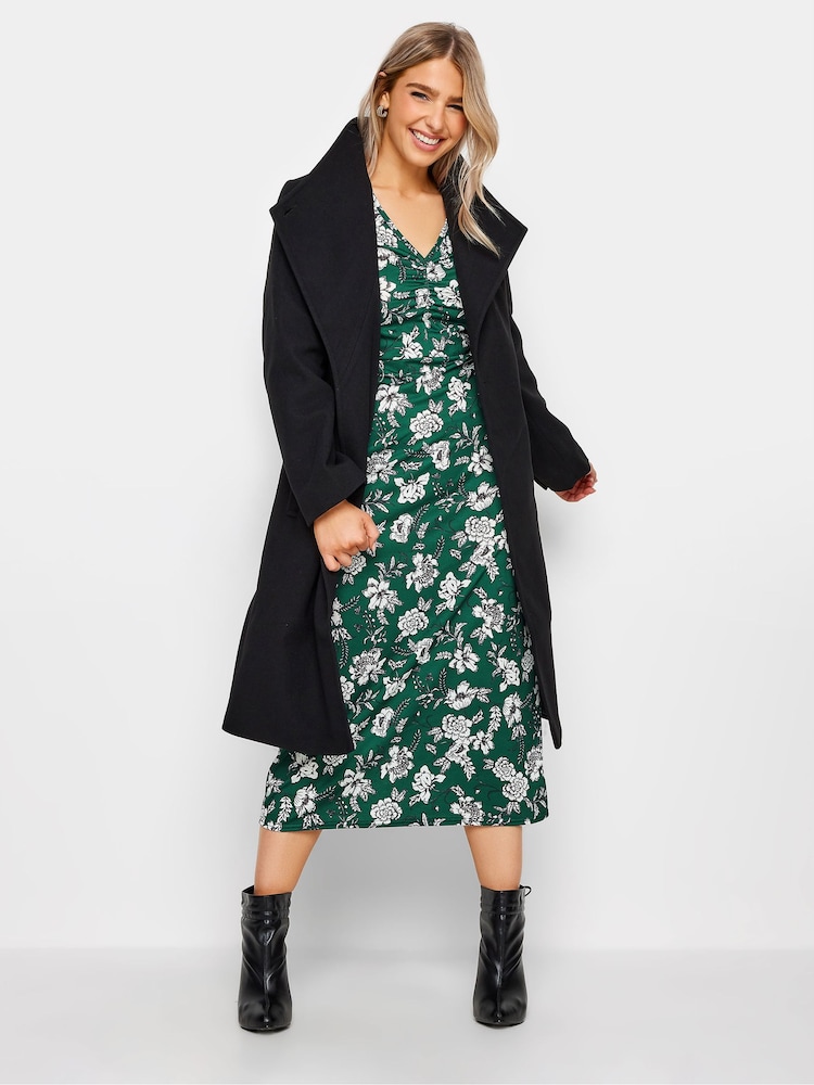 M&Co Green Gathered V-Neck Midi Dress - Image 2 of 5