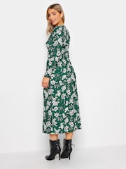 M&Co Green Gathered V-Neck Midi Dress - Image 3 of 5